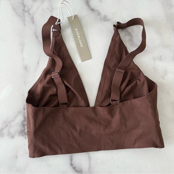 Everlane The Invisible Bra Dark Tan brown long line bralette triangle v-neck - Picture 6 of 8